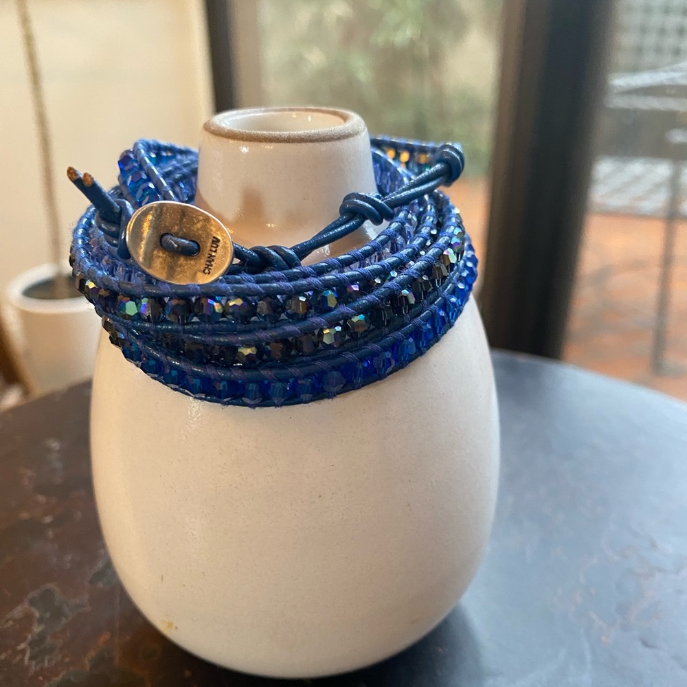 Chan Luu Leather 5 Wrap Royal Blue Bracelet